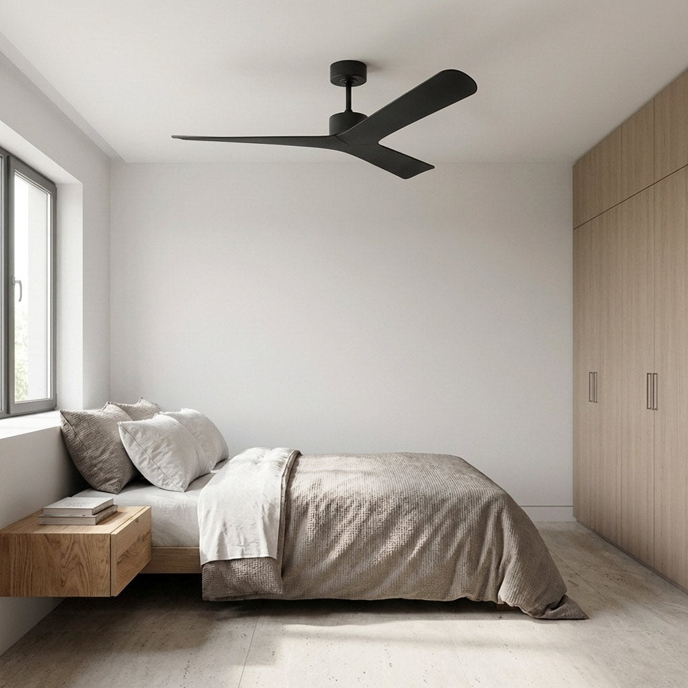Tri Plank Smart Ceiling Fan in bedroom.