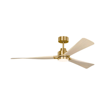 Trillium Smart LED Ceiling Fan in Burnished Brass/Washed White Oak.