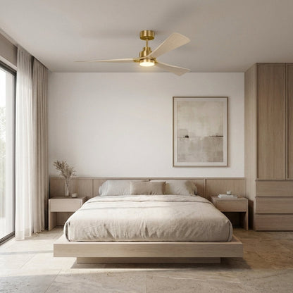 Trillium Smart LED Ceiling Fan in bedroom.