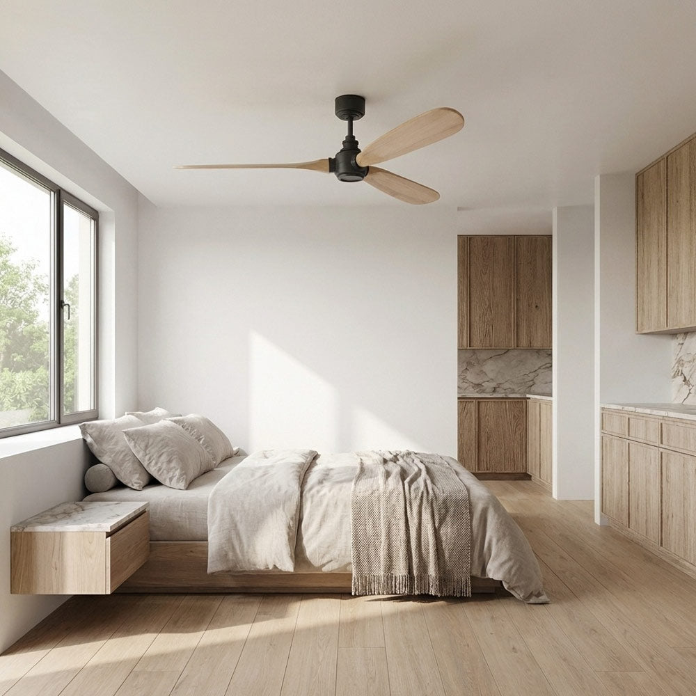 Valiant Smart Outdoor Ceiling Fan in bedroom.