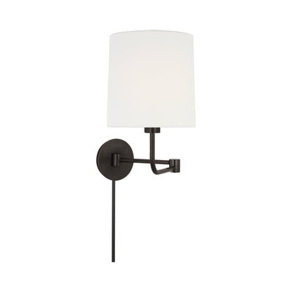 Go Lightly Swing Arm Wall Light in Bronze/Linen.