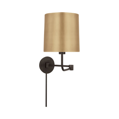 Go Lightly Swing Arm Wall Light in Bronze/Soft Brass.