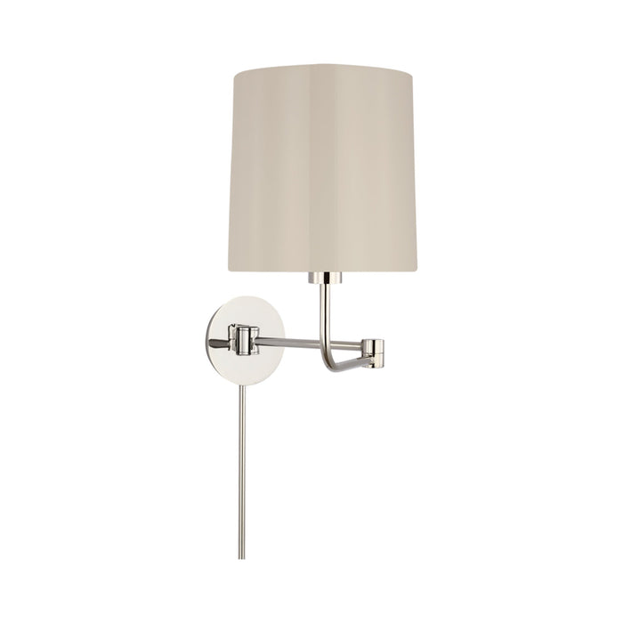 Go Lightly Swing Arm Wall Light in Polished Nickel/China White.