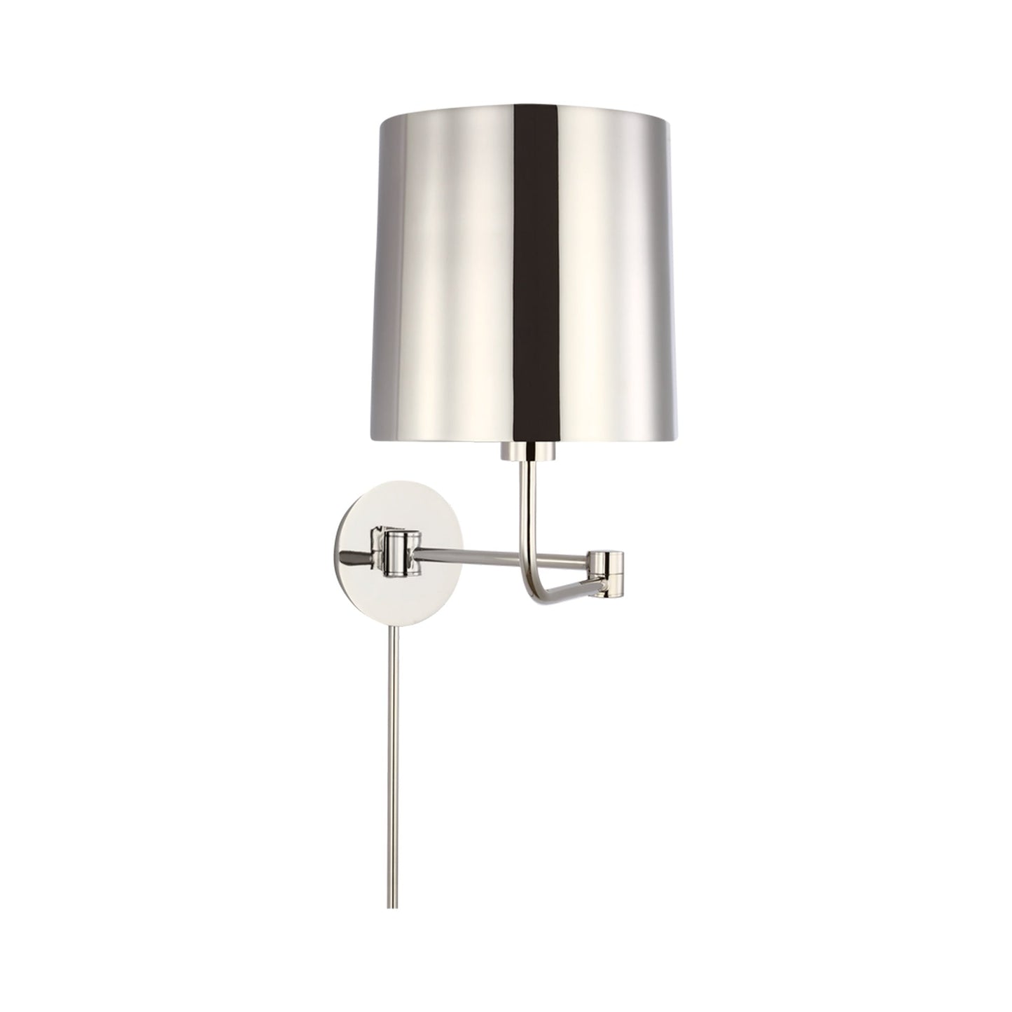 Go Lightly Swing Arm Wall Light in Polished Nickel.