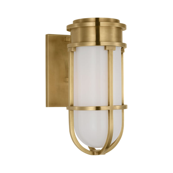Gracie Tall Bracketed Wall Light in Antique-Burnished Brass.