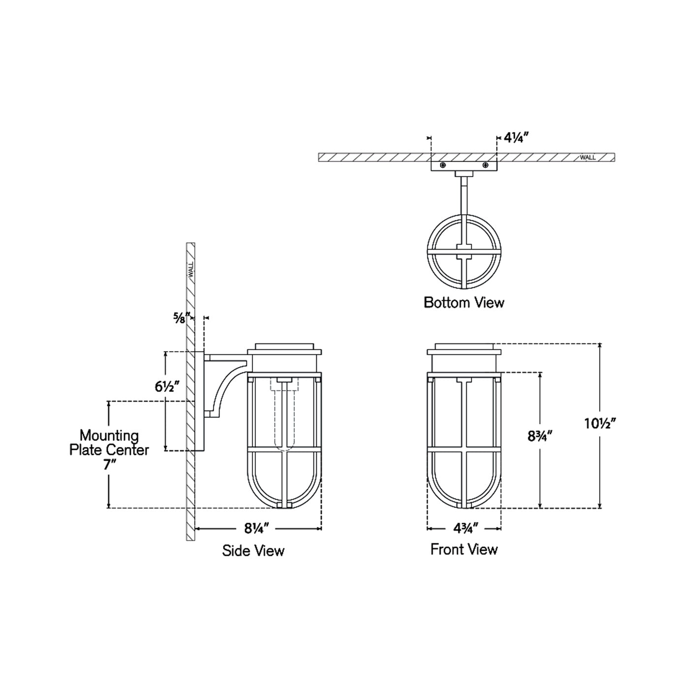 Gracie Tall Bracketed Wall Light - line drawing.