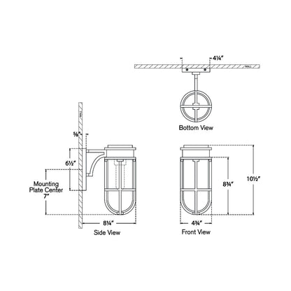 Gracie Tall Bracketed Wall Light - line drawing.