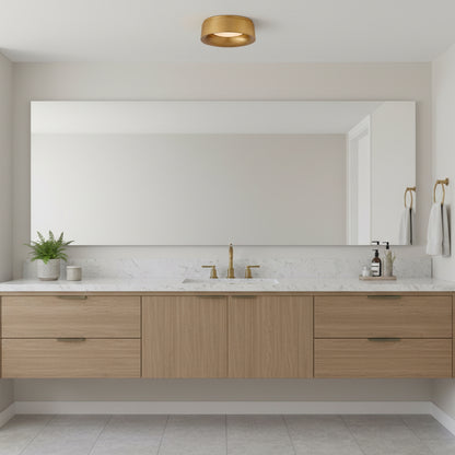 Gold ceiling light fixture on a white background