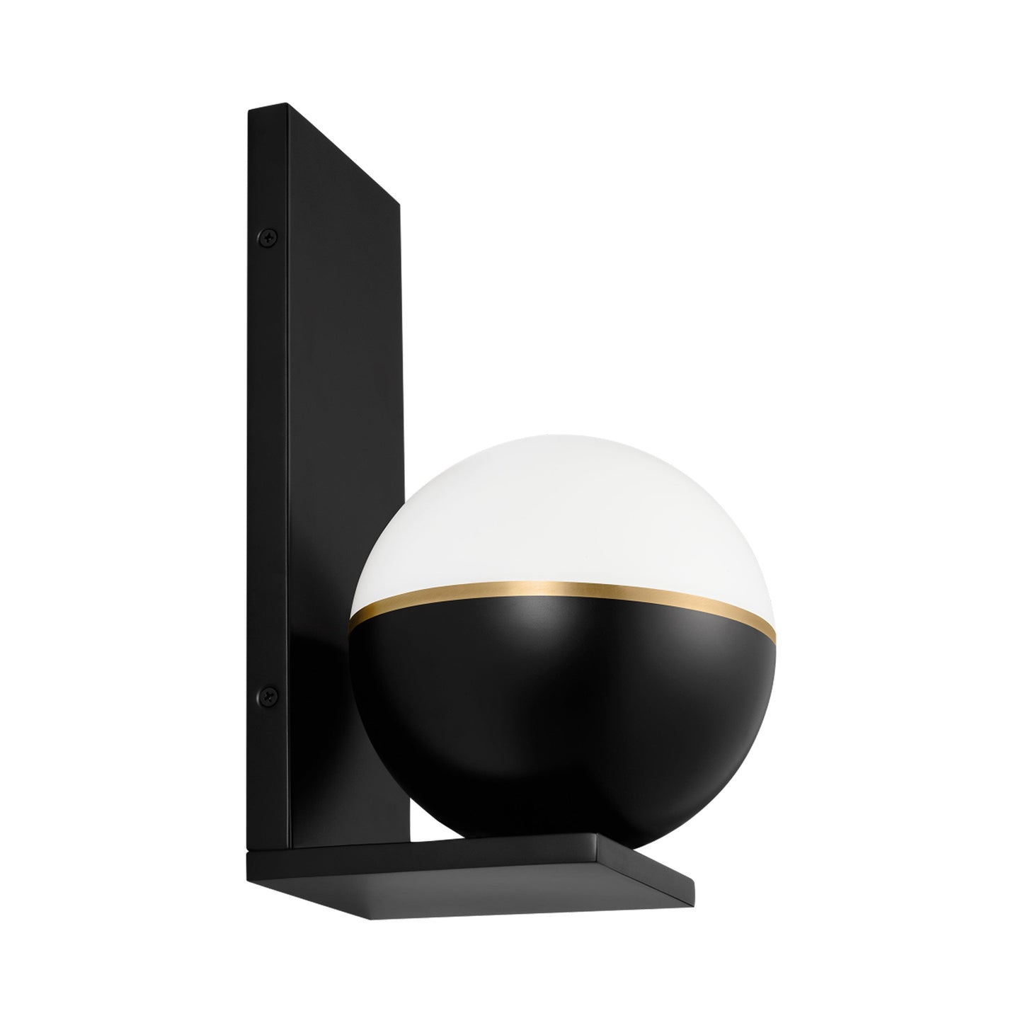 Akova LED Wall Light in Matte Black/Plated Brass.