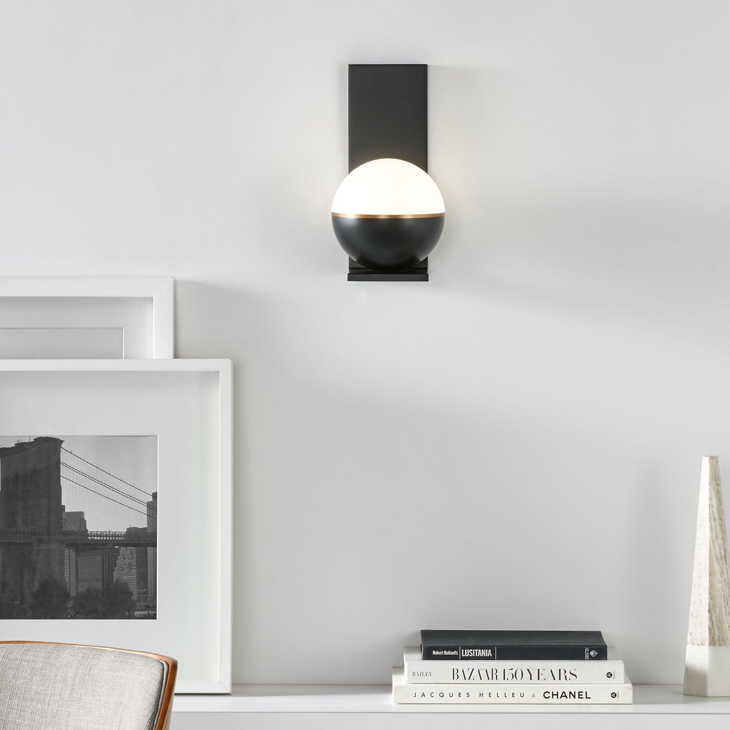 Akova LED Wall Light in living room.