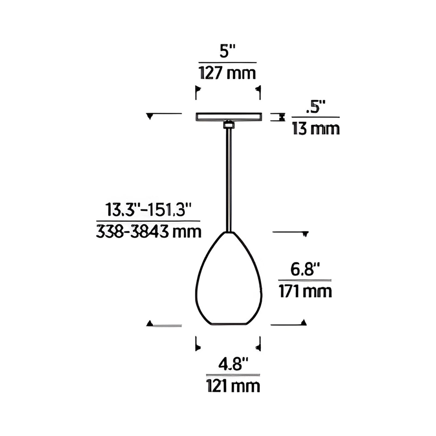 Alina Alabaster Pendant Light - line drawing.
