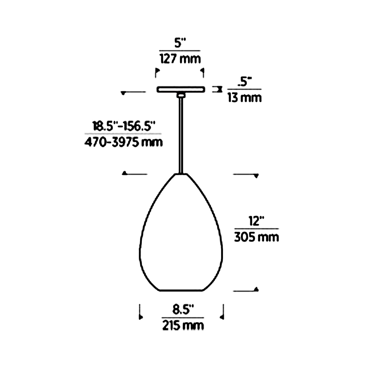 Alina Alabaster Pendant Light - line drawing.
