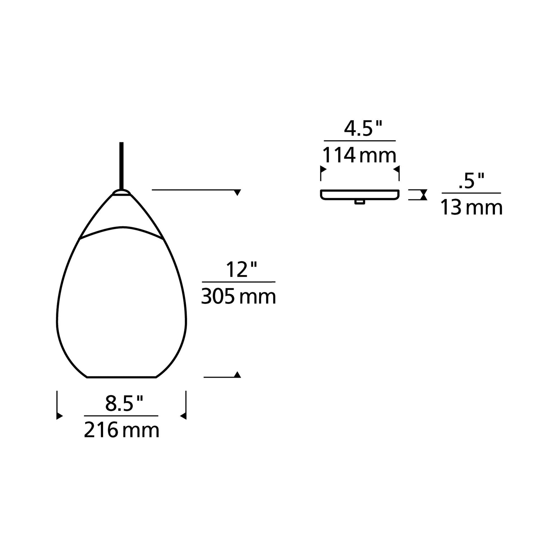 Alina Grand Pendant Light - line drawing.