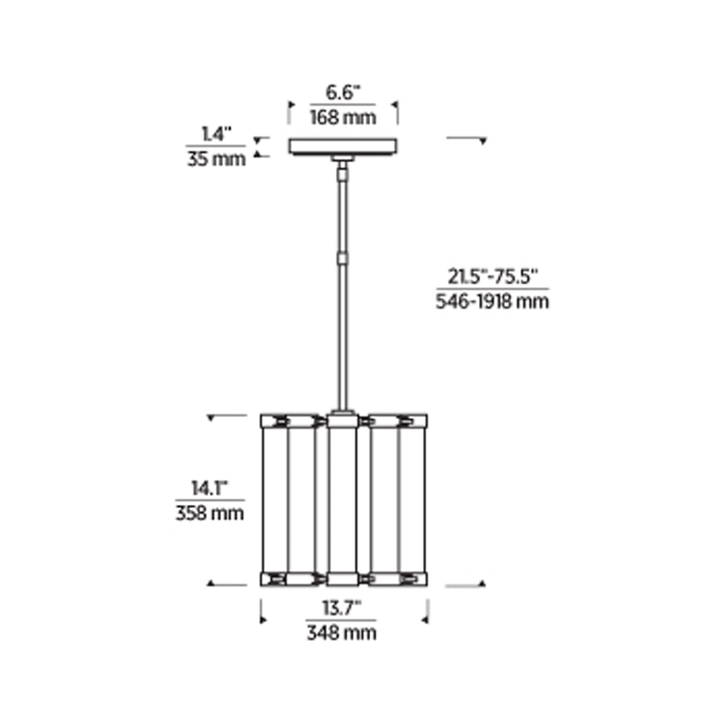 Alo LED Pendant Light - line drawing.