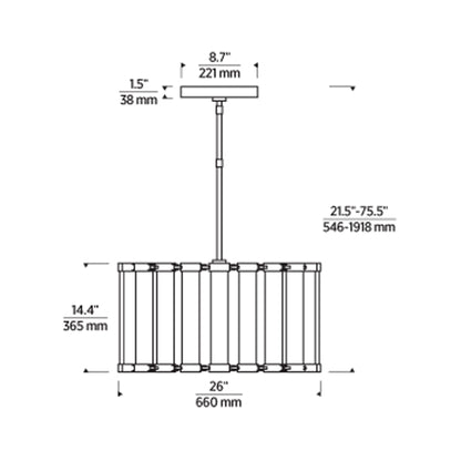 Alo LED Pendant Light - line drawing.