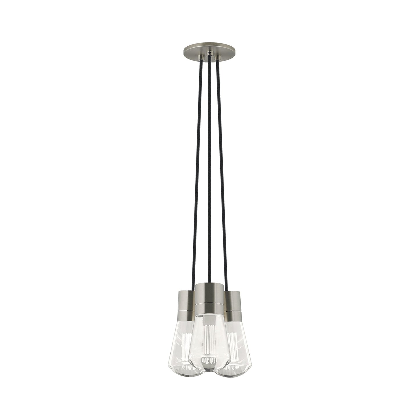 Alva 3-Light LED Pendant Light in Black/Satin Nickel.