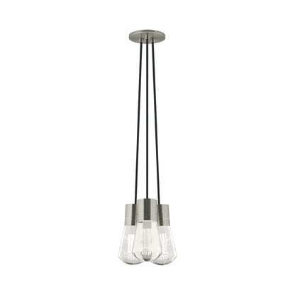 Alva 3-Light LED Pendant Light in Black/Satin Nickel.