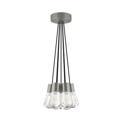 Alva 7-Light LED Pendant Light in Satin Nickel/Black.