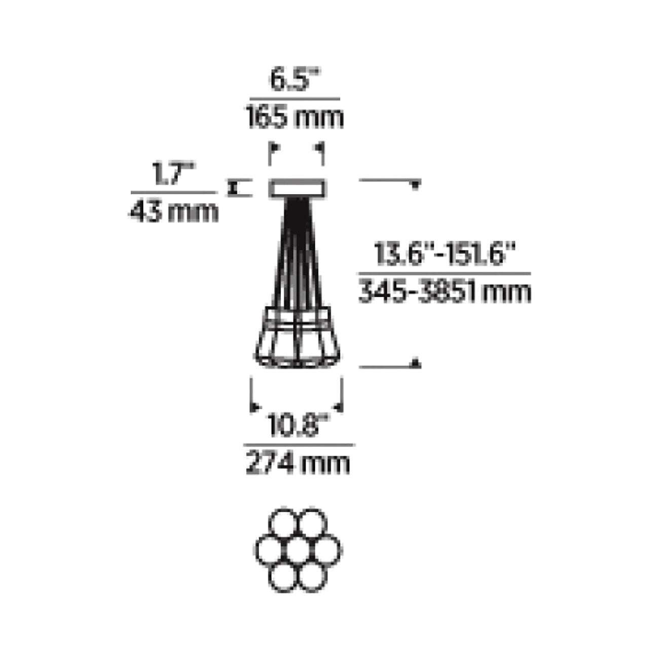 Alva 7-Light LED Pendant Light - line drawing.