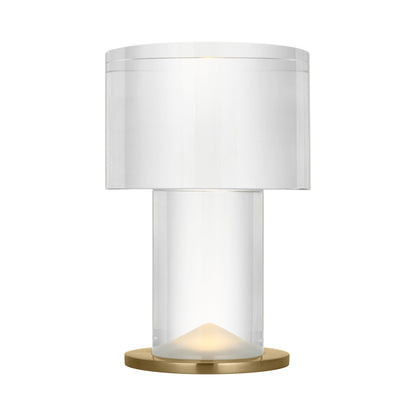 Beryl Cylinder LED Table Lamp in Hand-Rubbed Antique Brass.