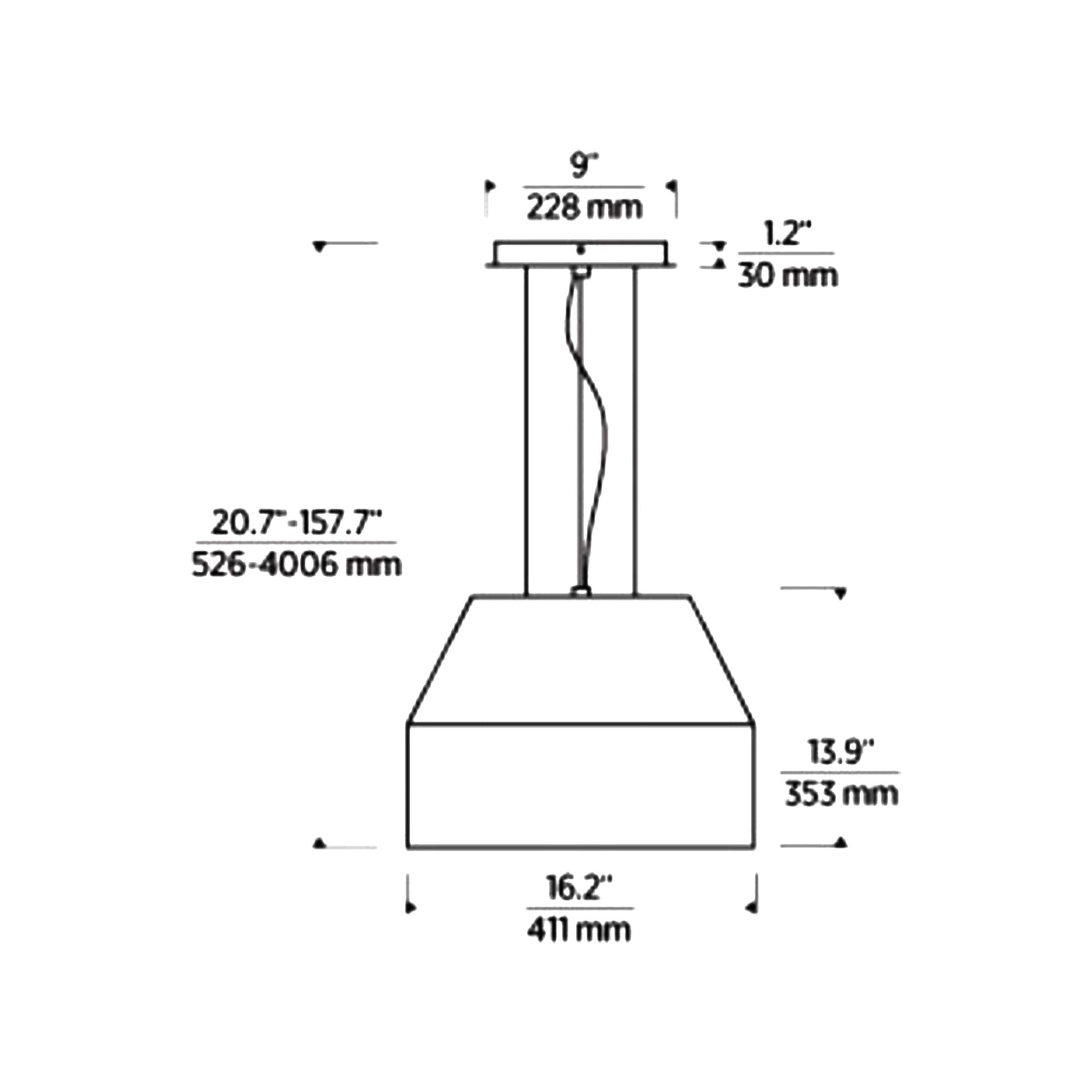 Bling LED Pendant Light - line drawing.