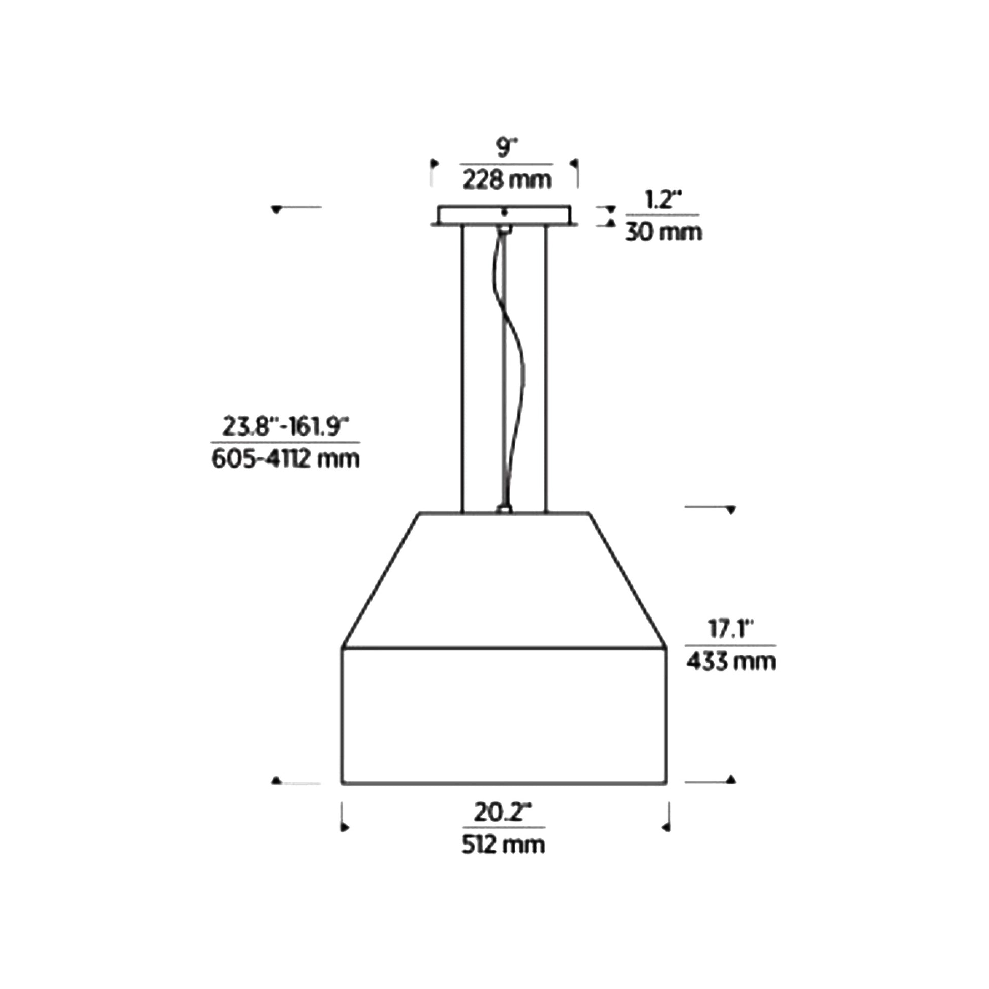 Bling LED Pendant Light - line drawing.