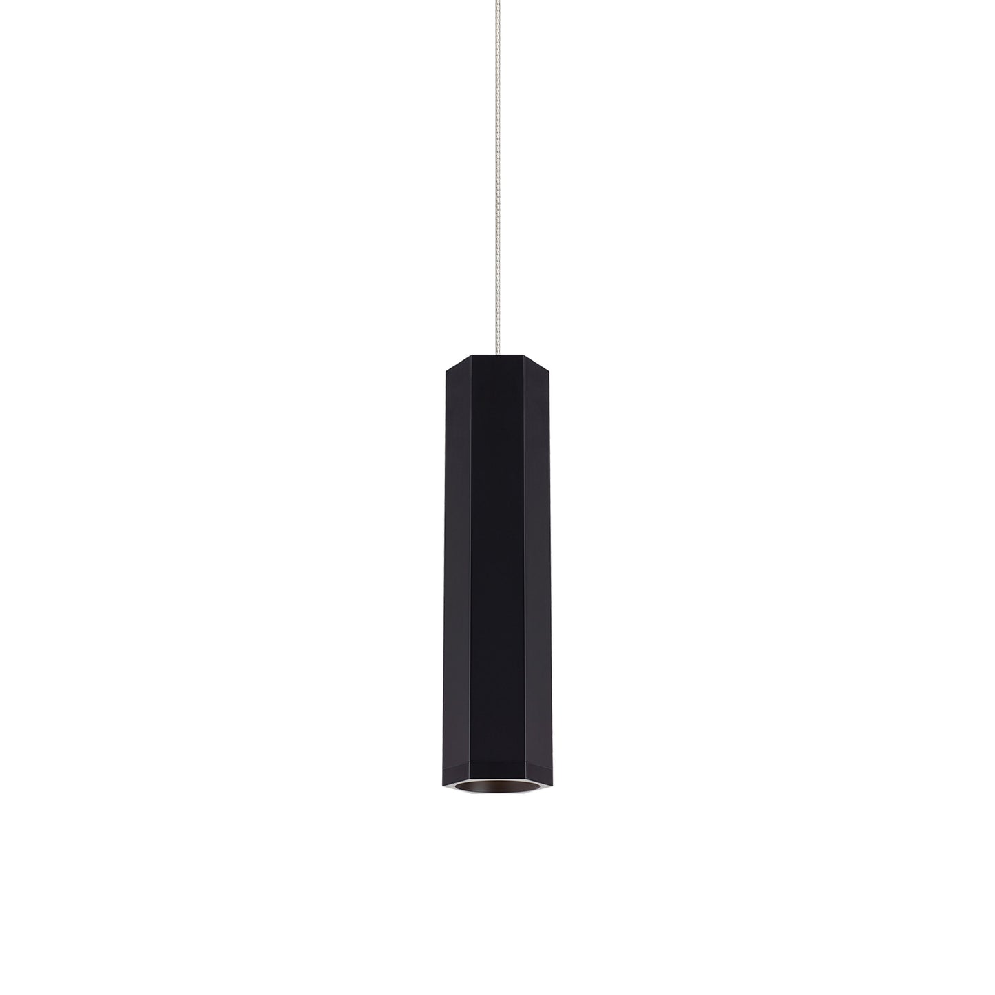 Blok Small Low Voltage Pendant Light in Matte Black/Satin Nickel.