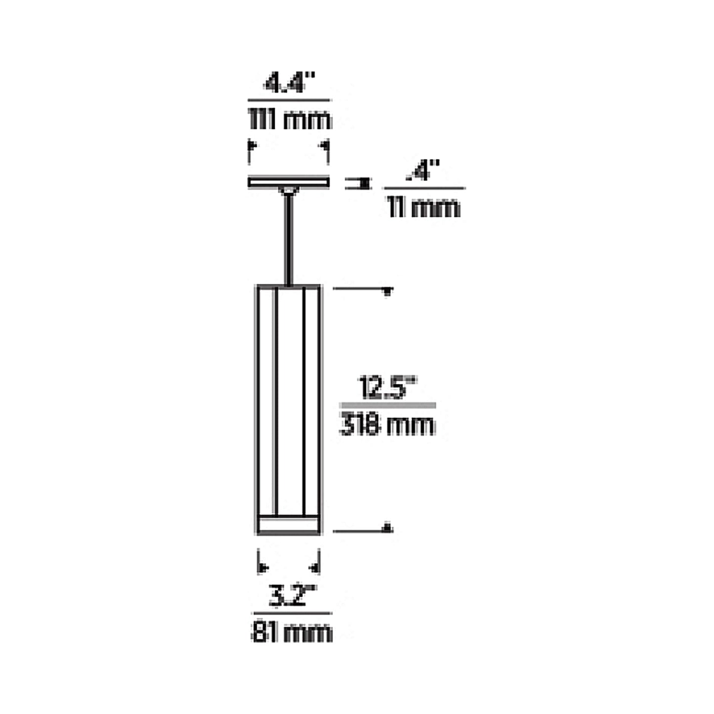 Blok Small Low Voltage Pendant Light - line drawing.