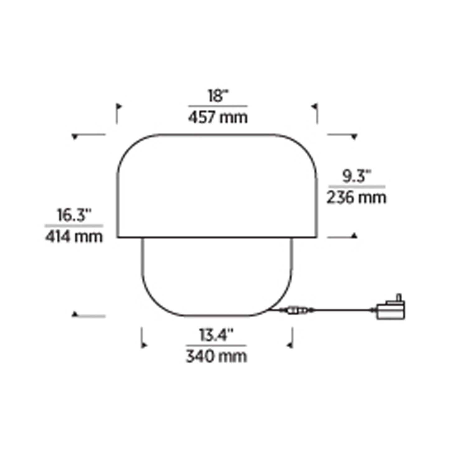 Bolete LED Table Lamp - line drawing.