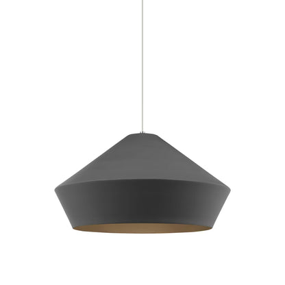 Brummel Grande Pendant Light in Satin Nickel/Charcoal Gray.