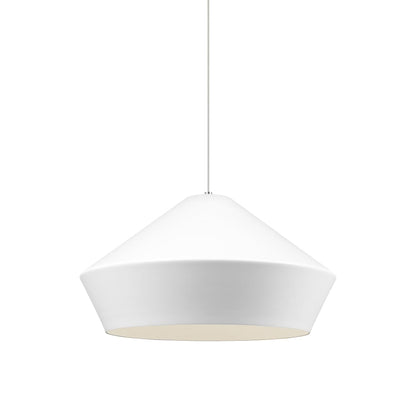 Brummel Grande Pendant Light in Satin Nickel/Matte White.