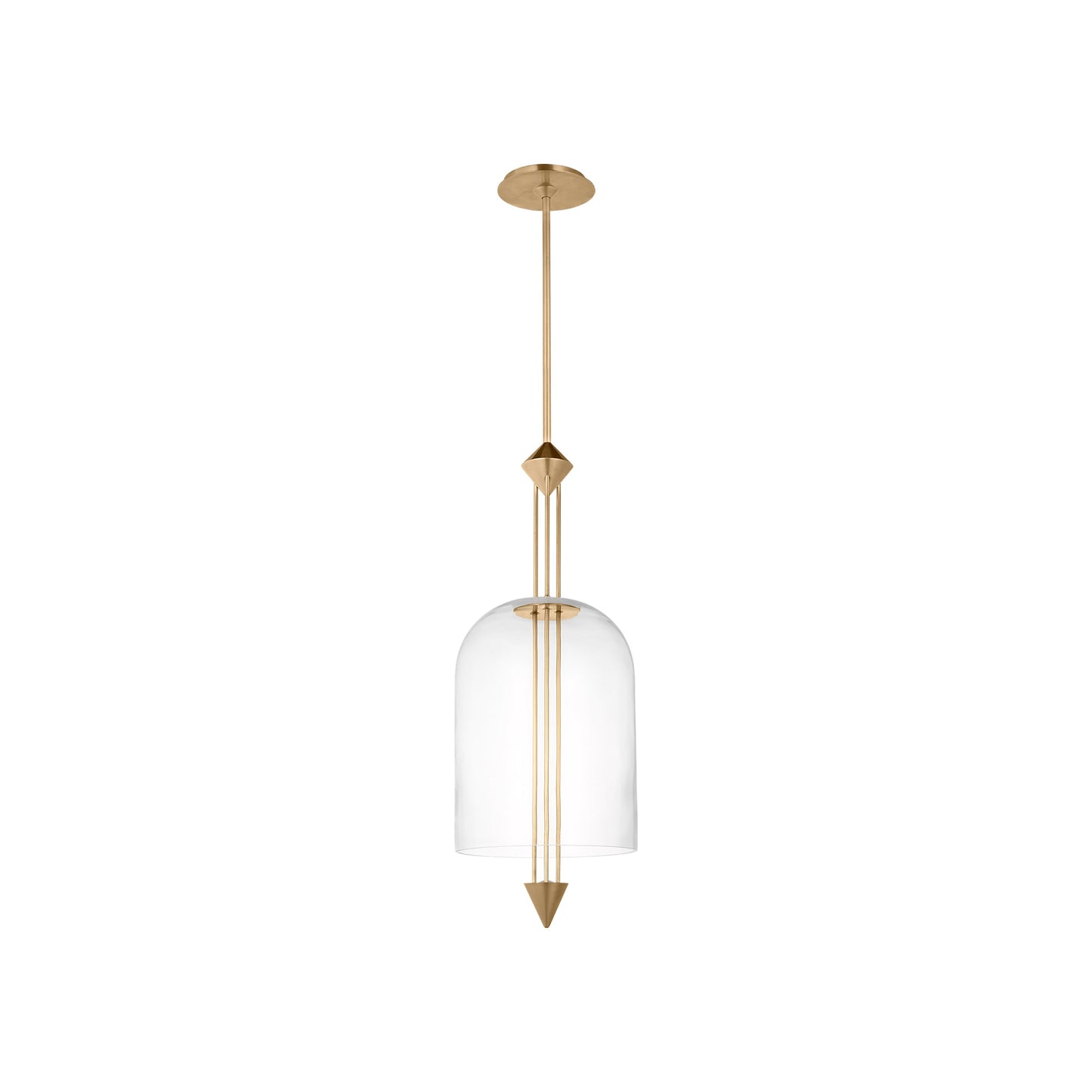Cathedral LED Pendant Light in Natural Brass (Medium).