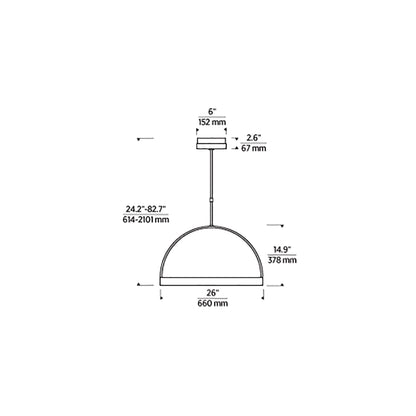 Cerne LED Chandelier - line drawing.