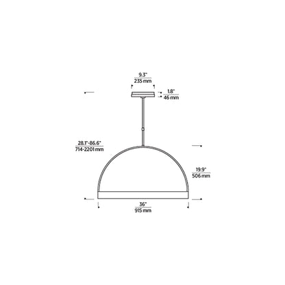 Cerne LED Chandelier - line drawing.