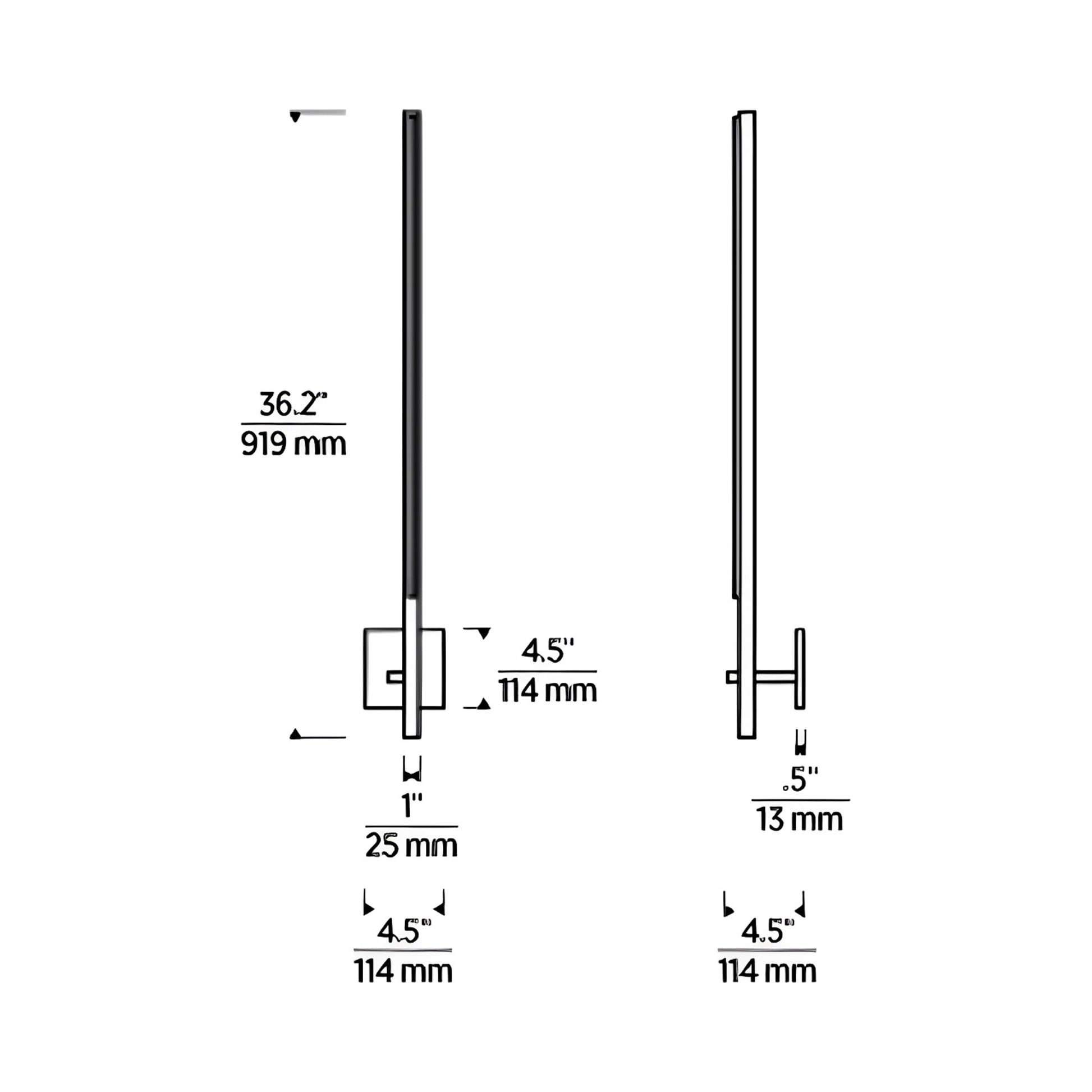 Cityscape Right LED Wall Light - line drawing.