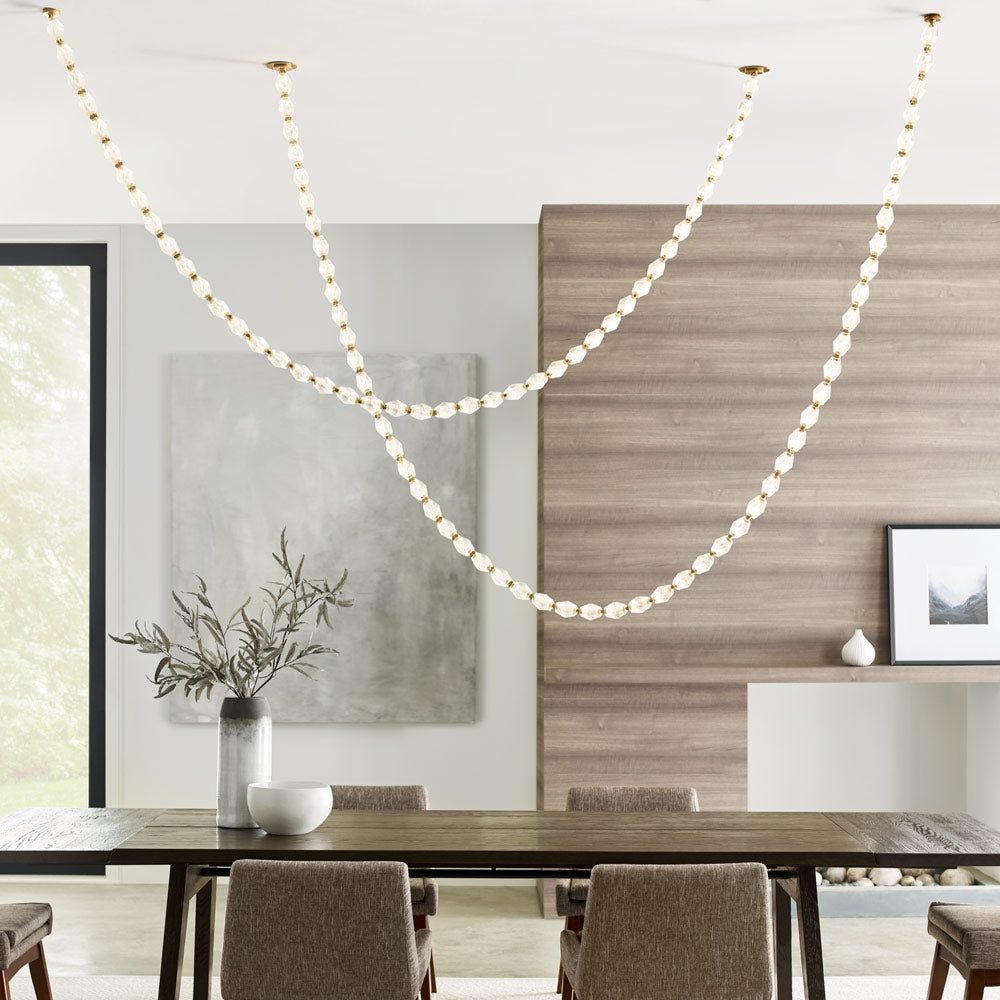 Collier LED Chandelier in dining room.