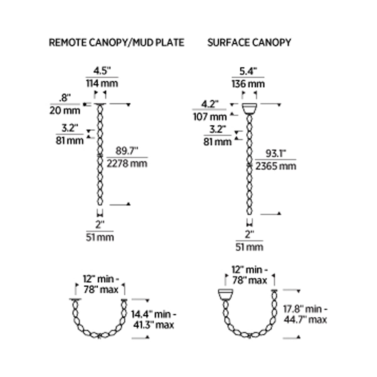 Collier LED Chandelier - line drawing.