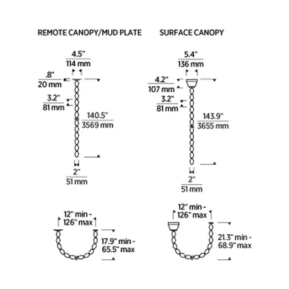 Collier LED Chandelier - line drawing.