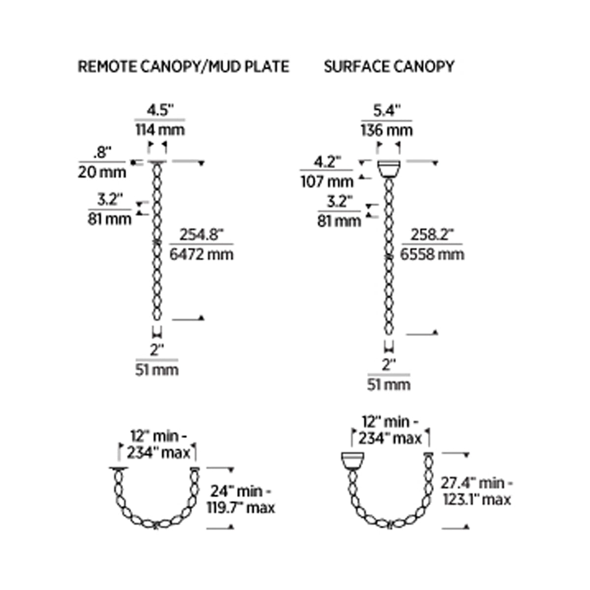 Collier LED Chandelier - line drawing.