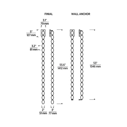 Collier LED Wall Light - line drawing.