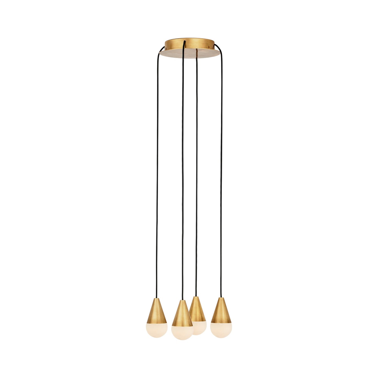 Cupola LED Chandelier in Hand Rubbed Antique Brass/Alabaster (4-Light).