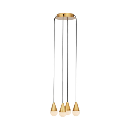 Cupola LED Chandelier in Hand Rubbed Antique Brass/Alabaster (4-Light).