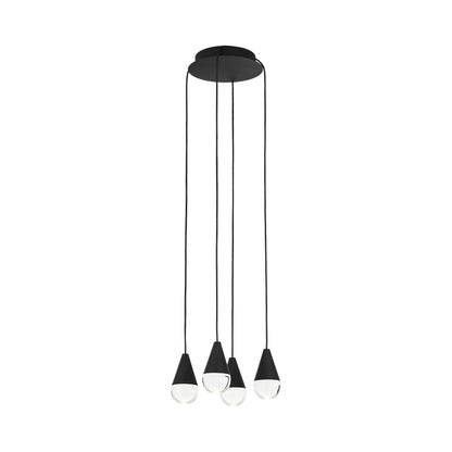 Cupola LED Chandelier in Nightshade Black/Crystal (4-Light).