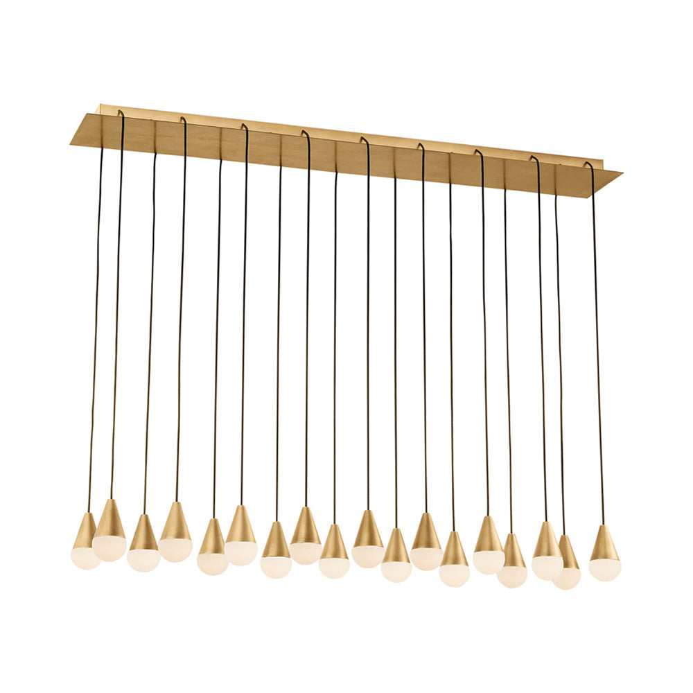Cupola LED Linear Chandelier in Hand Rubbed Antique Brass/Alabaster (18-Light).