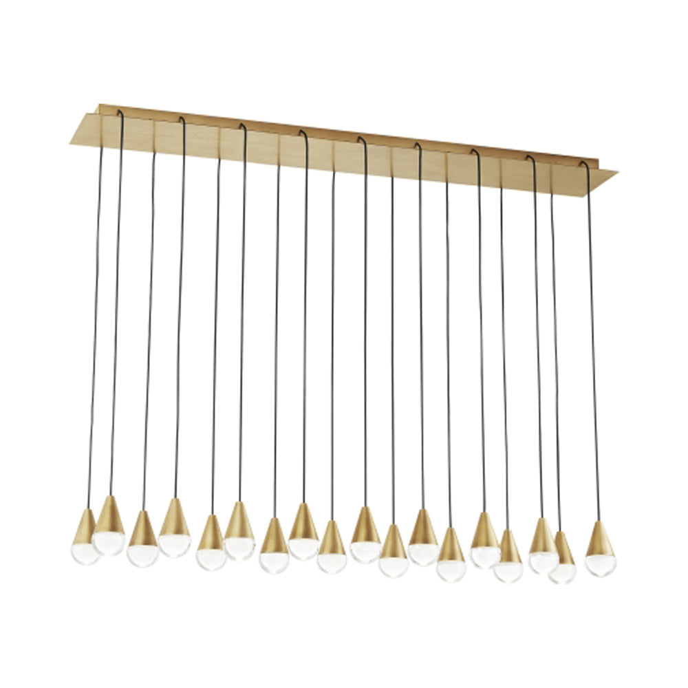 Cupola LED Linear Chandelier in Hand Rubbed Antique Brass/Crystal (18-Light).