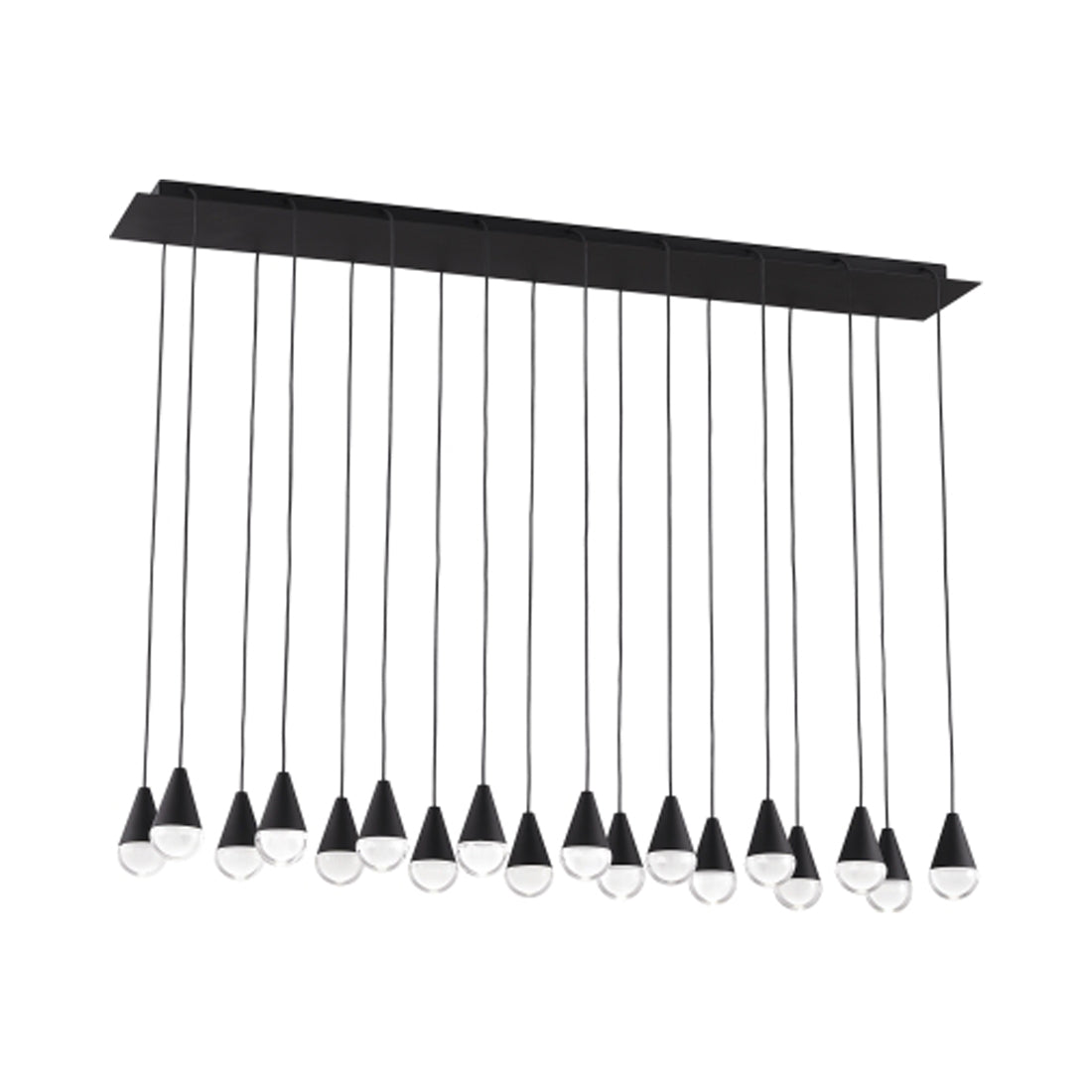 Cupola LED Linear Chandelier in Nightshade Black/Crystal (18-Light).