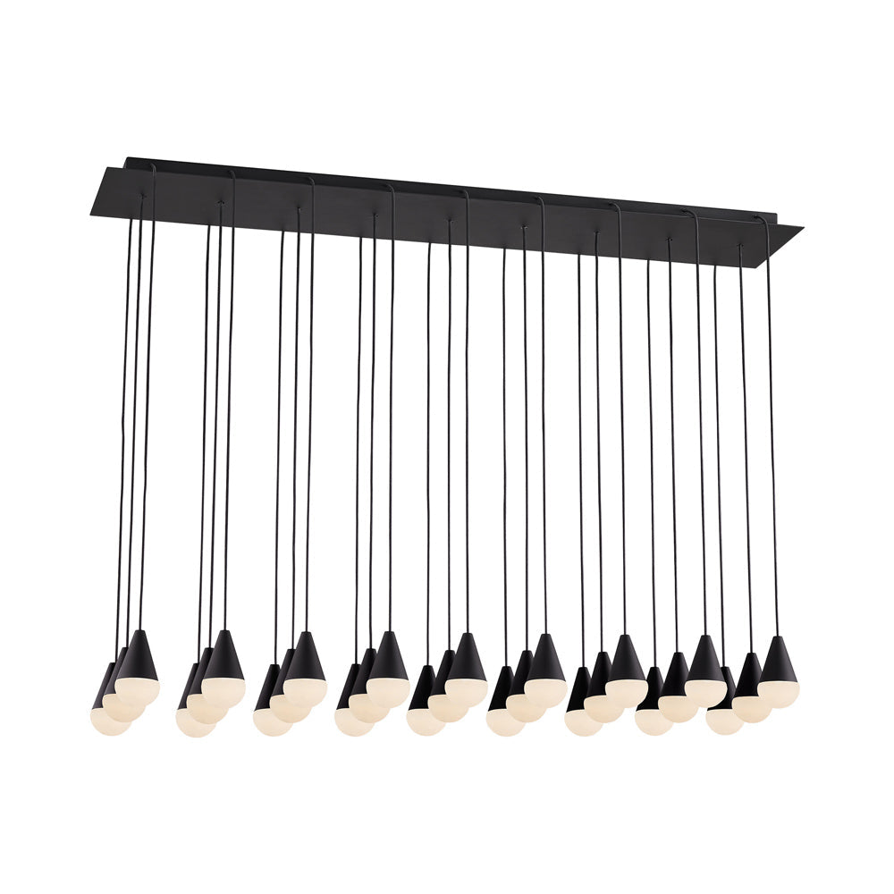 Cupola LED Linear Chandelier in Nightshade Black/Alabaster (27-Light).