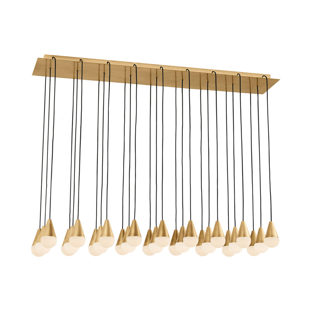 Cupola LED Linear Chandelier in Hand Rubbed Antique Brass/Alabaster (27-Light).