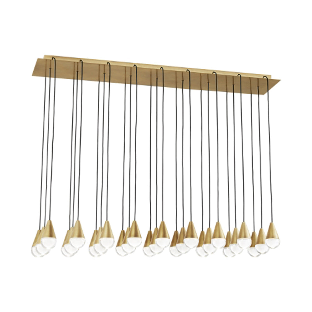 Cupola LED Linear Chandelier in Hand Rubbed Antique Brass/Crystal (27-Light).