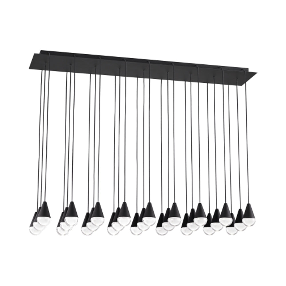 Cupola LED Linear Chandelier in Nightshade Black/Crystal (27-Light).